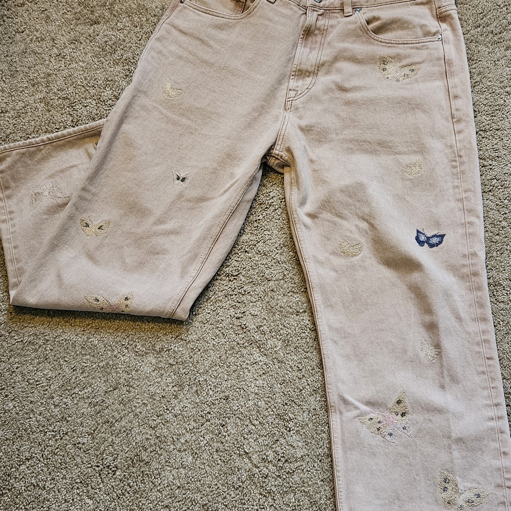 Our Legacy Rose Straight Leg Jeans with Butterfly Accents
